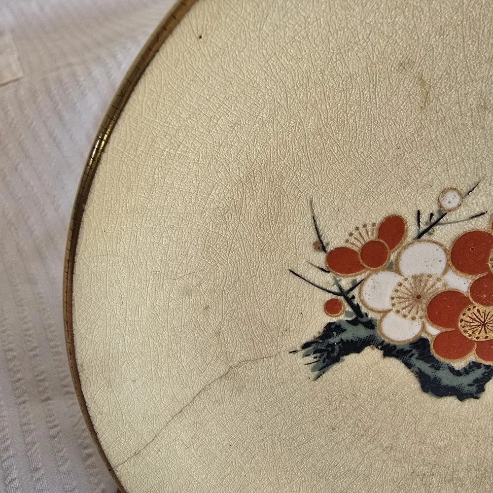 Vintage Satsuma Ware  Handpainted Plum Blossom Decorative Plate